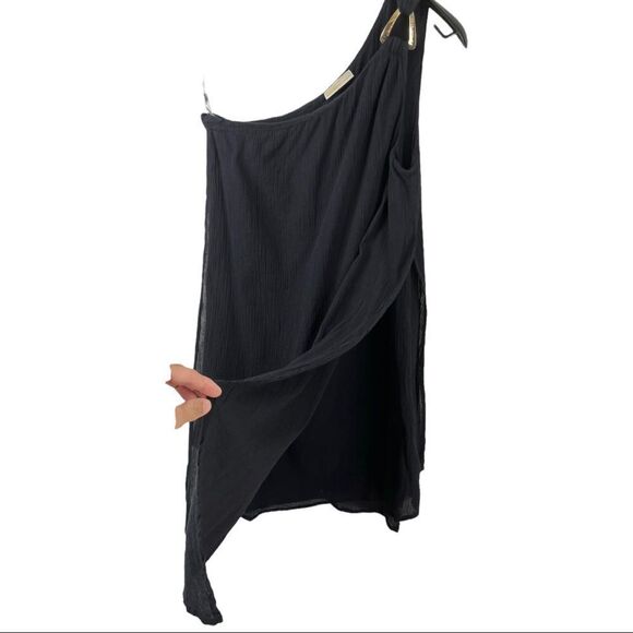 Michael Kors Black Cotton One Shoulder Layer Dress Size S - Picture 4 of 9